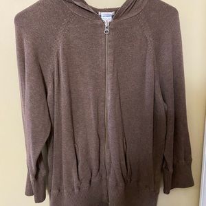 Brown XL old navy 3/4 sleeve zip up hoodie